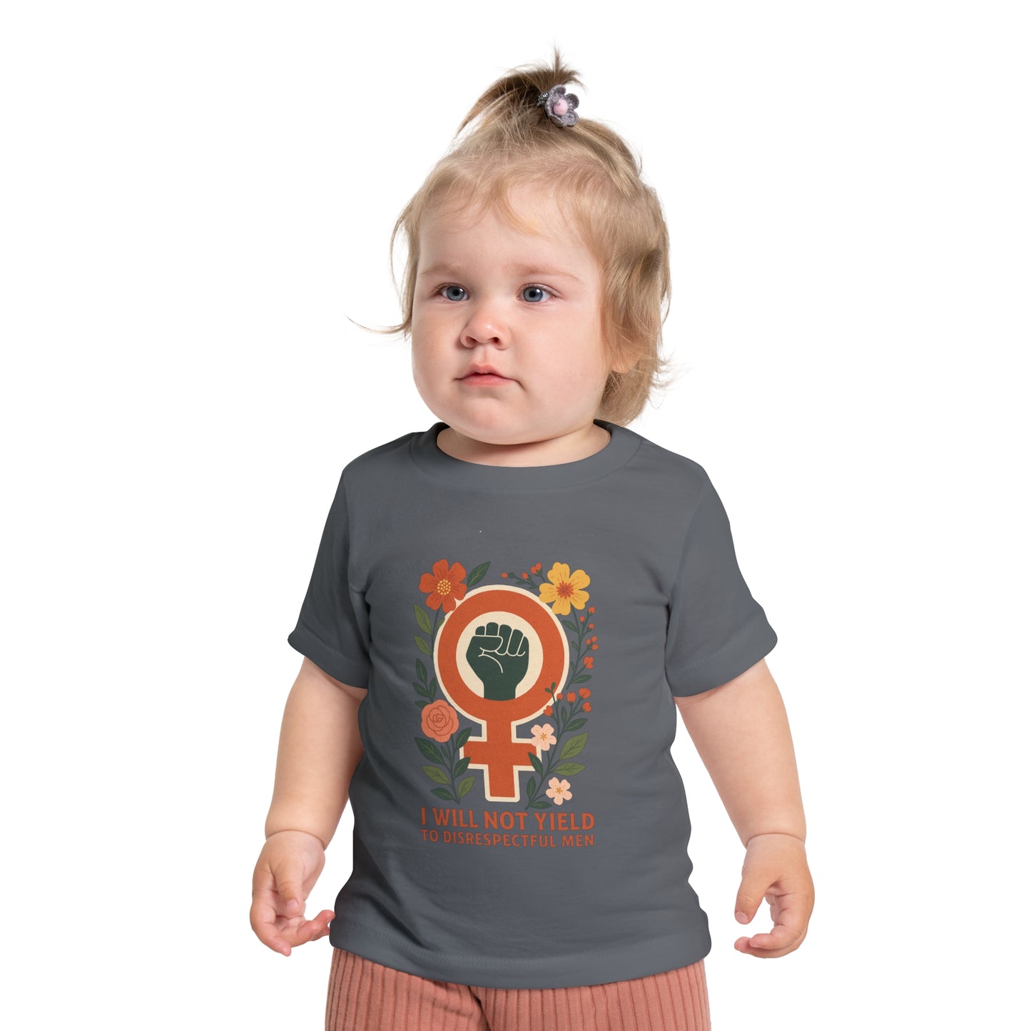 Tiny but Mighty” Feminist Baby Tee – I Will Not Yield to Disrespectful Men